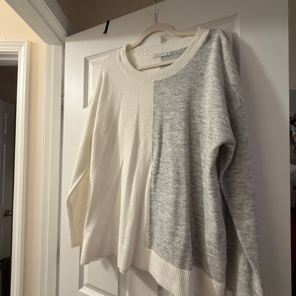 Staccato Cream and Gray Crew Neck Sweater